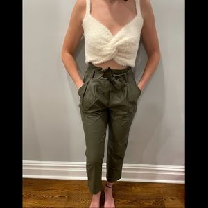 Green leather pants